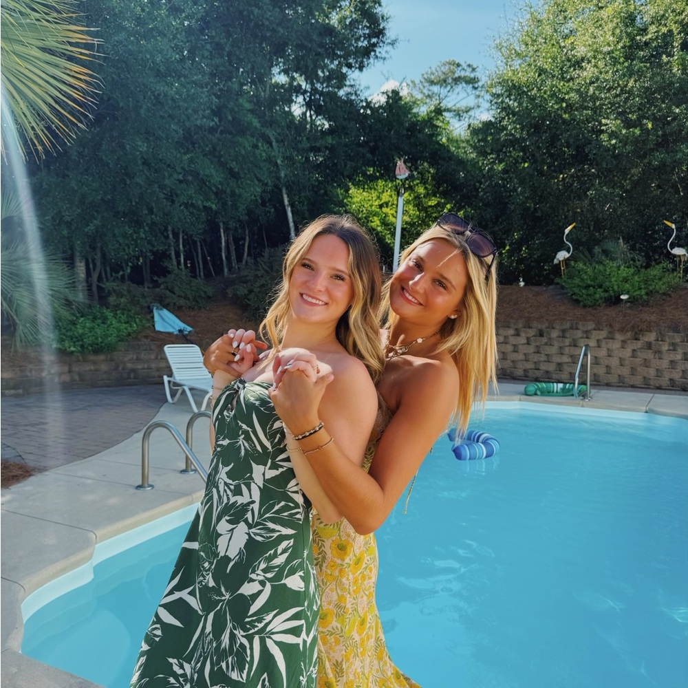 Floral Green and Yellow Swim Dress